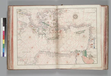 Eastern Mediterranean and Aegean Sea. Battista Agnese, PORTOLAN ATLAS (Italy ca. 1550)